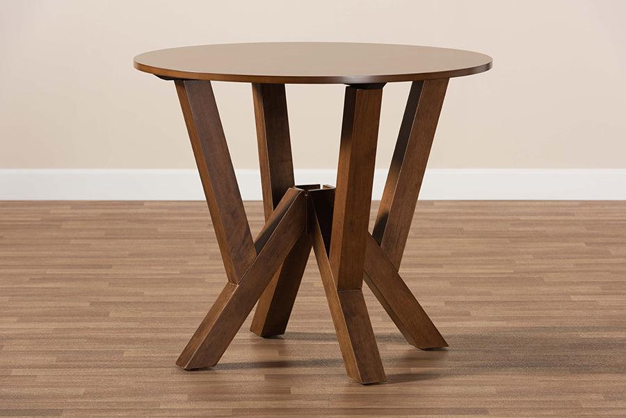 Wholesale Interiors Dining Tables - Irene Walnut Brown Finished 35-Inch-Wide Round Wood Dining Table