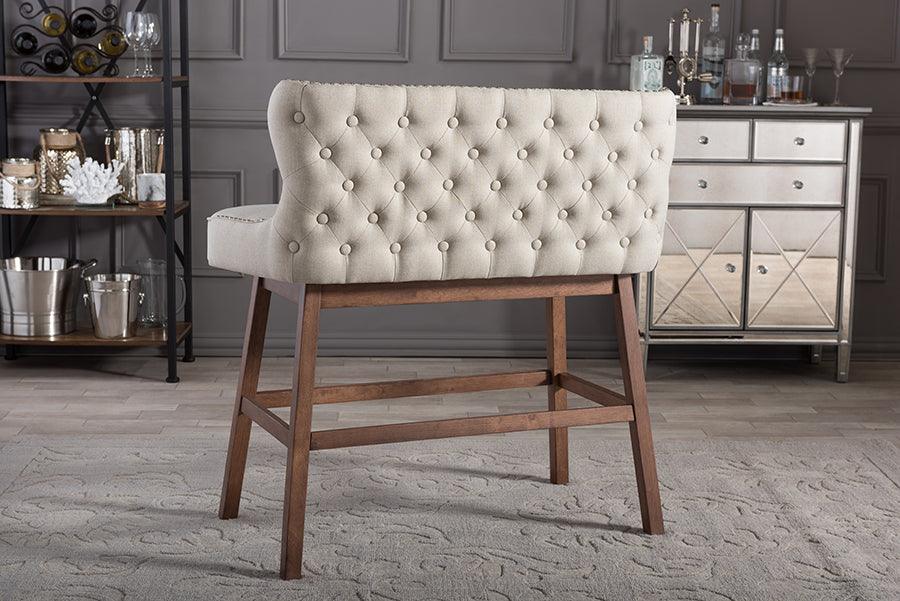 Wholesale Interiors Barstools - Gradisca Fabric Button-tufted Upholstered Bar Bench Banquette Light Beige