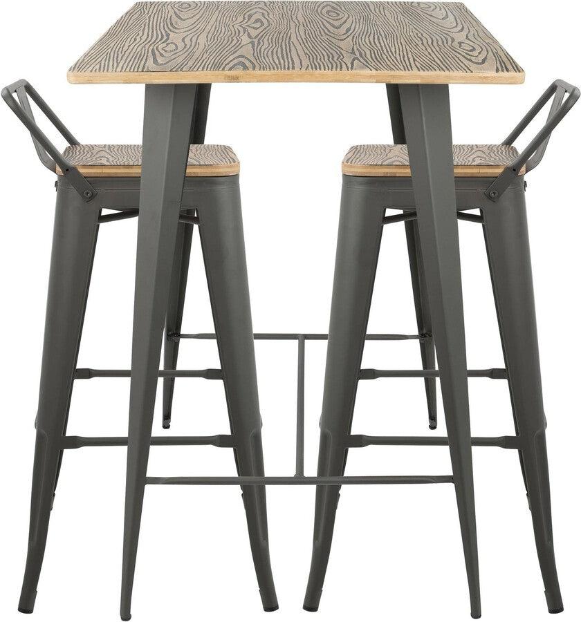 Lumisource Dining Sets - Oregon 3-Piece Industrial Low Back Set in Grey and Brown