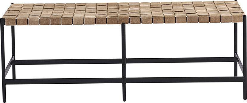 SUNPAN Benches - Omari Bench - Black - Light Tan Leather