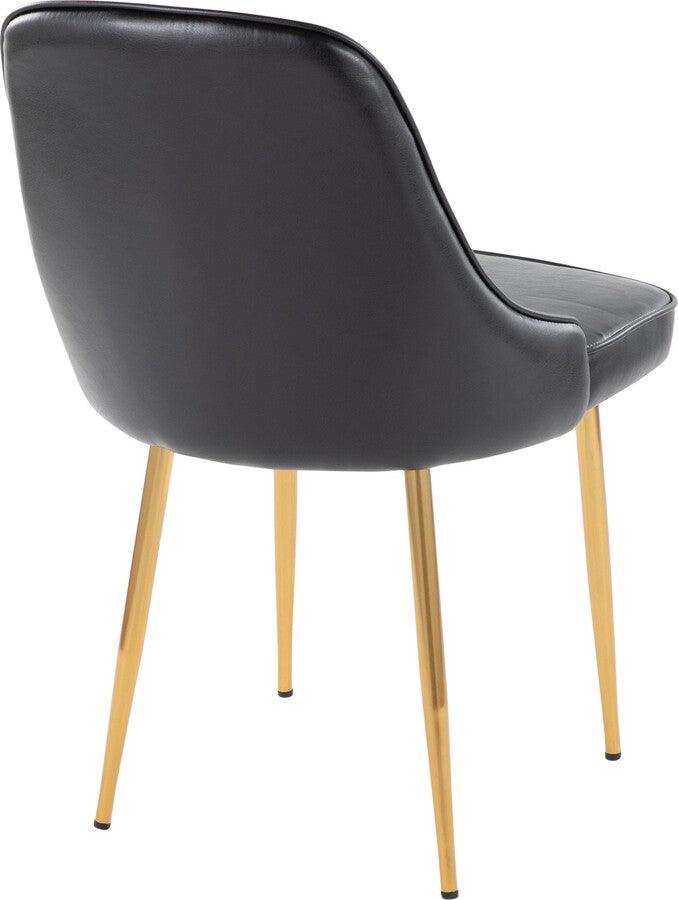 Lumisource Dining Chairs - Marcel Contemporary/Glam Dining Chair With Gold Frame & Black Faux Leather (Set of 2)