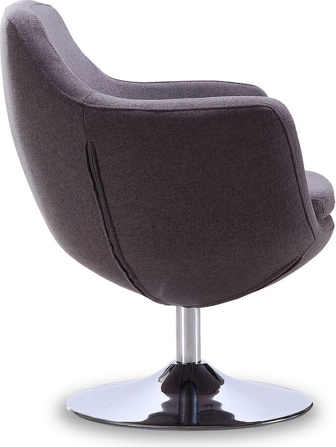 Manhattan Comfort Accent Chairs - Caisson Grey and Polished Chrome Twill Swivel Accent Chair
