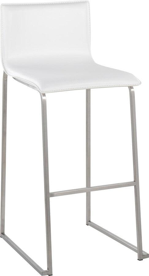 Lumisource Barstools - Mara Barstool In Stainless Steel & White Faux Leather (Set of 2)