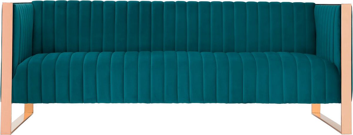 Manhattan Comfort Sofas & Couches - Trillium 83.07 in. Aqua Blue and Rose Gold 3-Seat Sofa