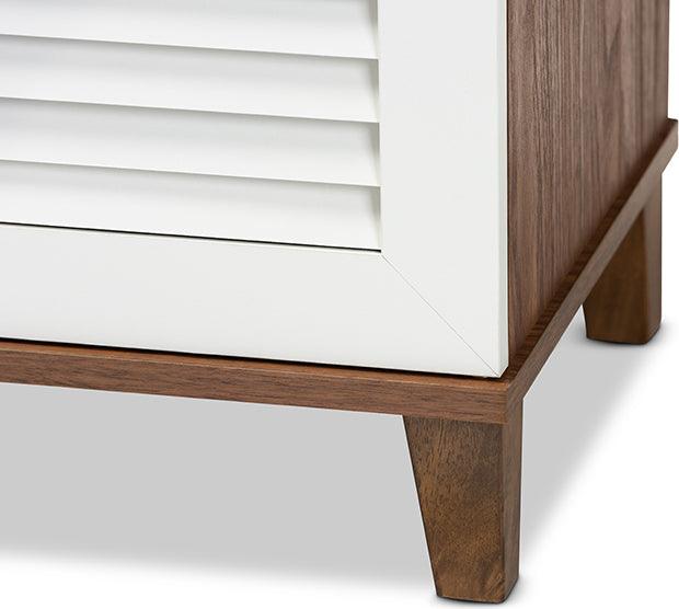 Wholesale Interiors Shoe Storage - Coolidge Modern and Contemporary Walnut Finished 8-Shelf Wood Shoe Storage Cabinet