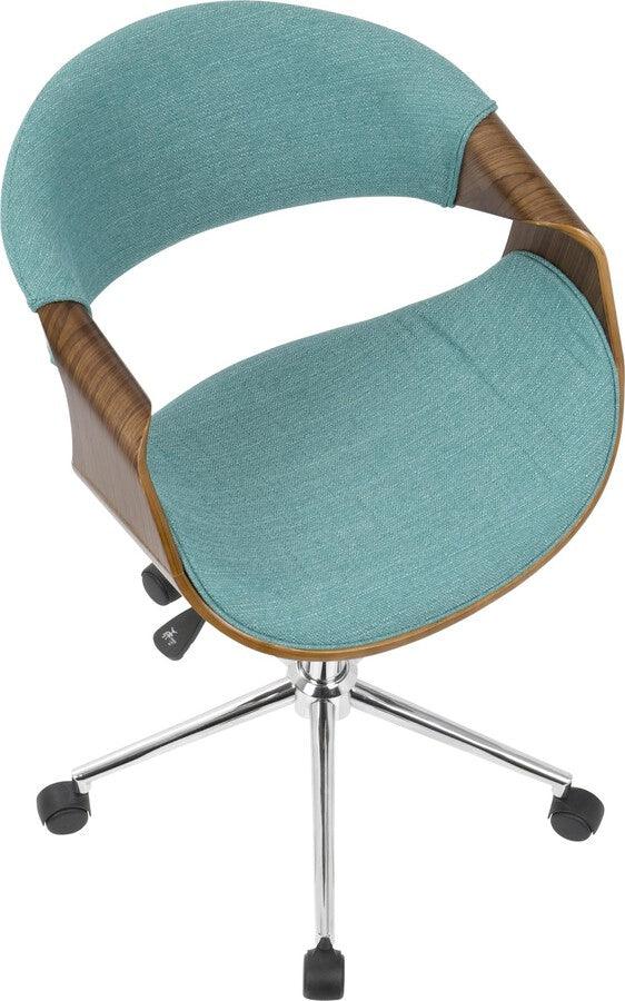 Lumisource Task Chairs - Curvo Mid-Century Modern Office Chair in Walnut and Teal