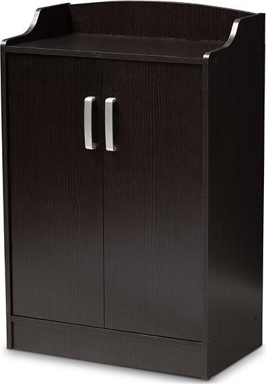 Wholesale Interiors Shoe Storage - Verdell Modern and Contemporary Wenge Brown Finished Shoe Cabinet