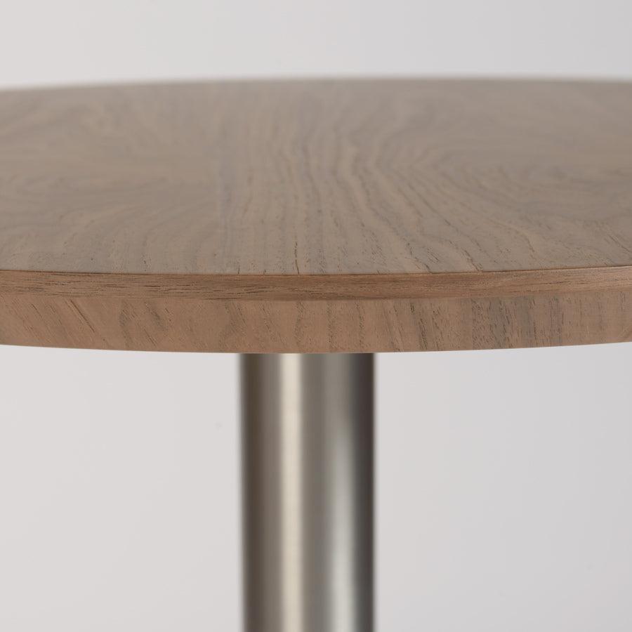 Euro Style Bar Tables - Cookie-B 26" Bar Table in Walnut with Brushed Stainless Steel Column and Base