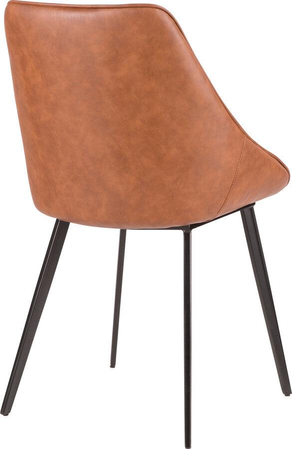 Lumisource Dining Chairs - Marche Contemporary Two-Tone Chair in Brown Faux Leather & Grey Fabric - Set of 2