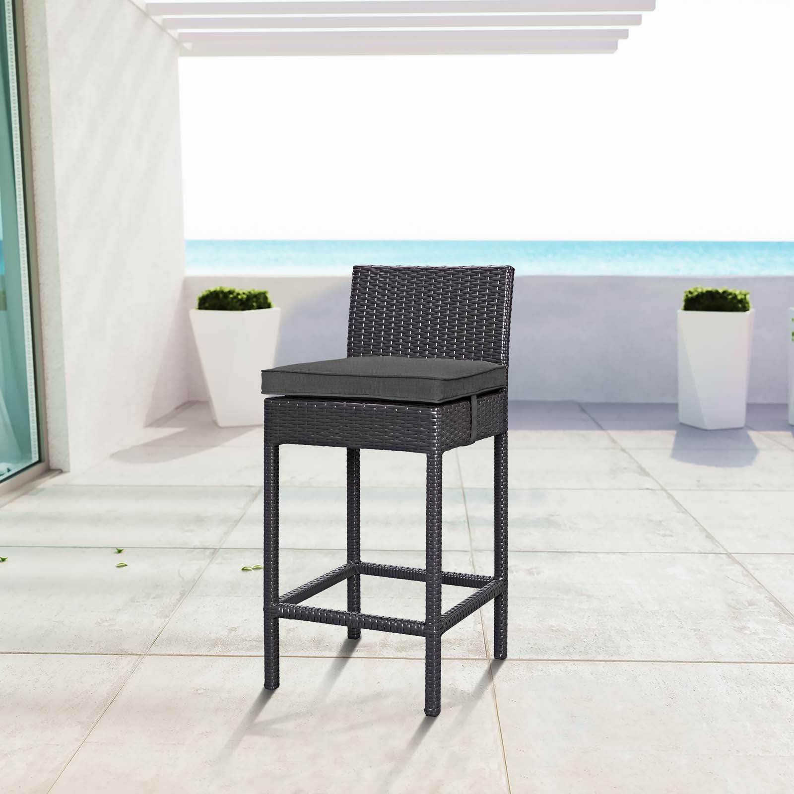 Modway Outdoor Barstools - Convene Outdoor Patio Fabric Bar Stool Espresso Charcoal