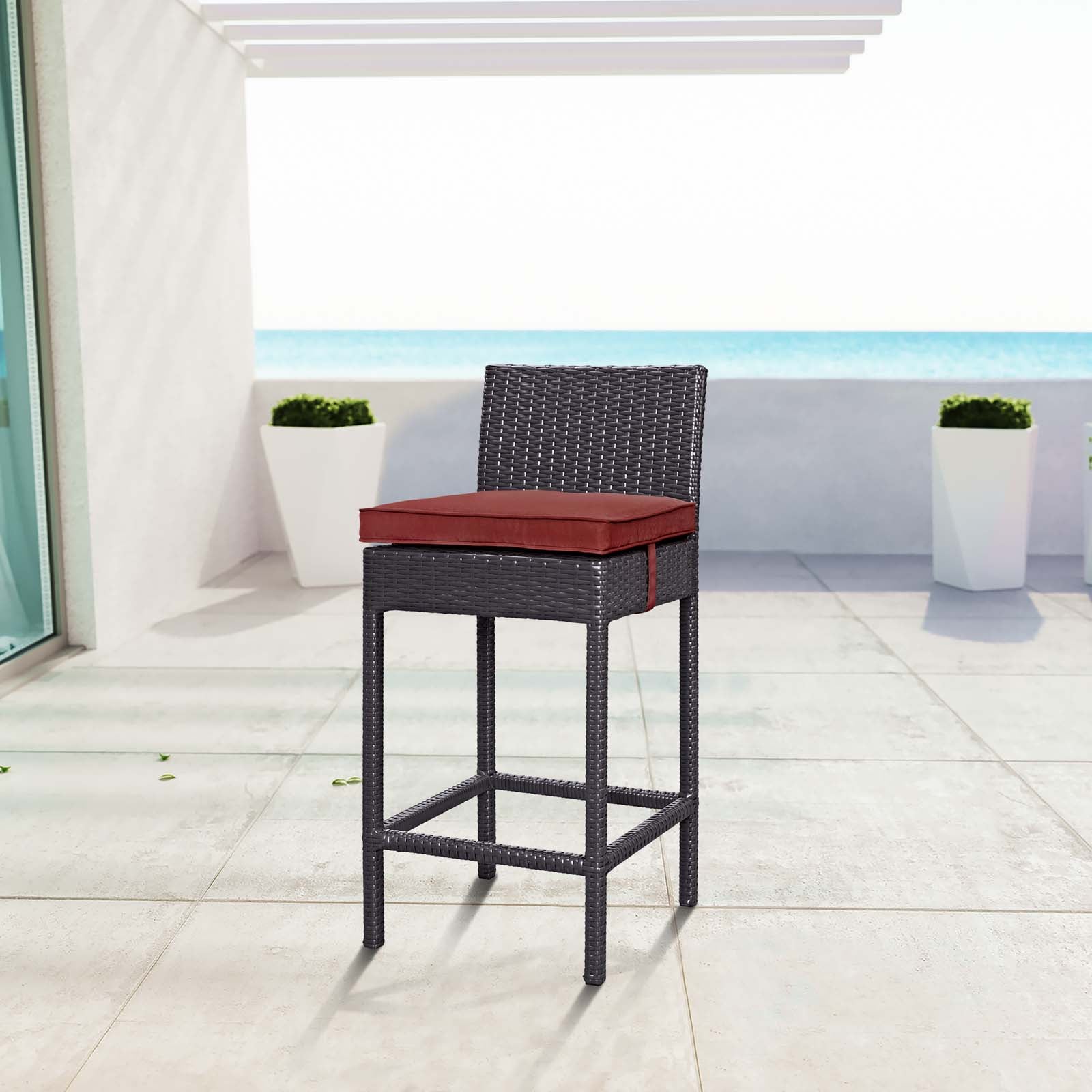 Modway Outdoor Barstools - Convene Outdoor Patio Fabric Bar Stool Espresso Currant