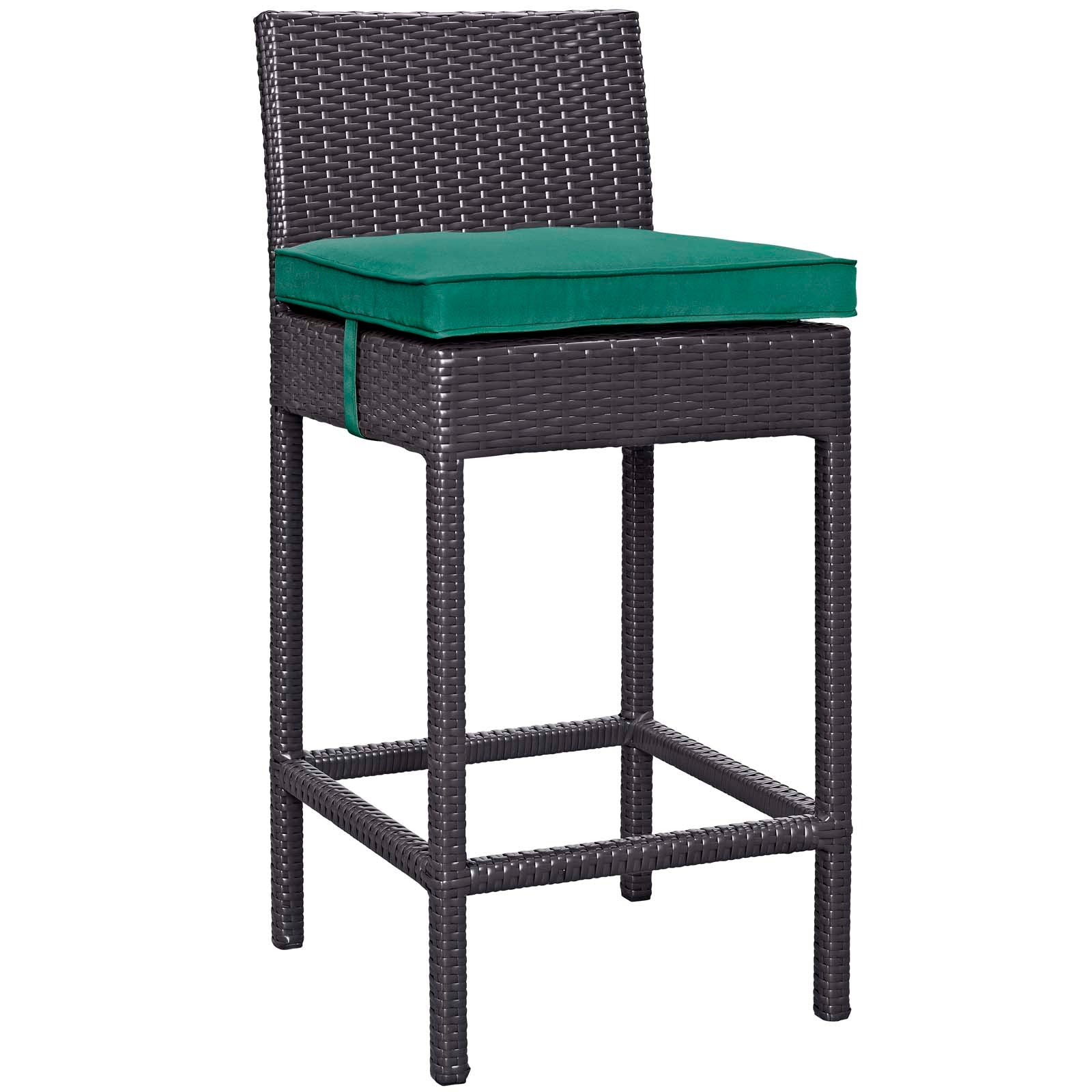 Modway Outdoor Barstools - Convene Outdoor Patio Fabric Bar Stool Espresso Green