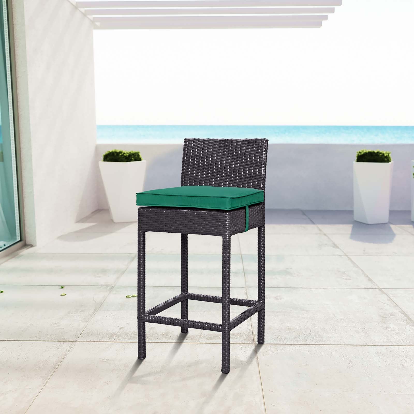 Modway Outdoor Barstools - Convene Outdoor Patio Fabric Bar Stool Espresso Green