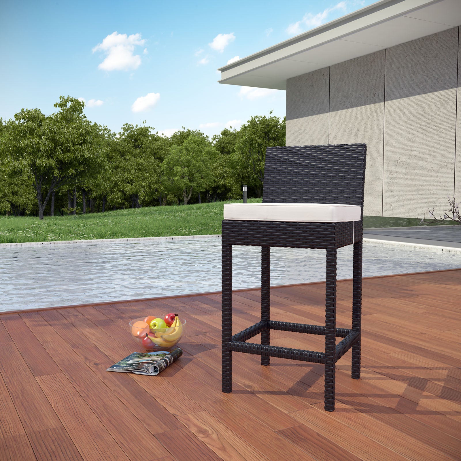 Modway Outdoor Barstools - Convene Outdoor Bar Stool Espresso & White
