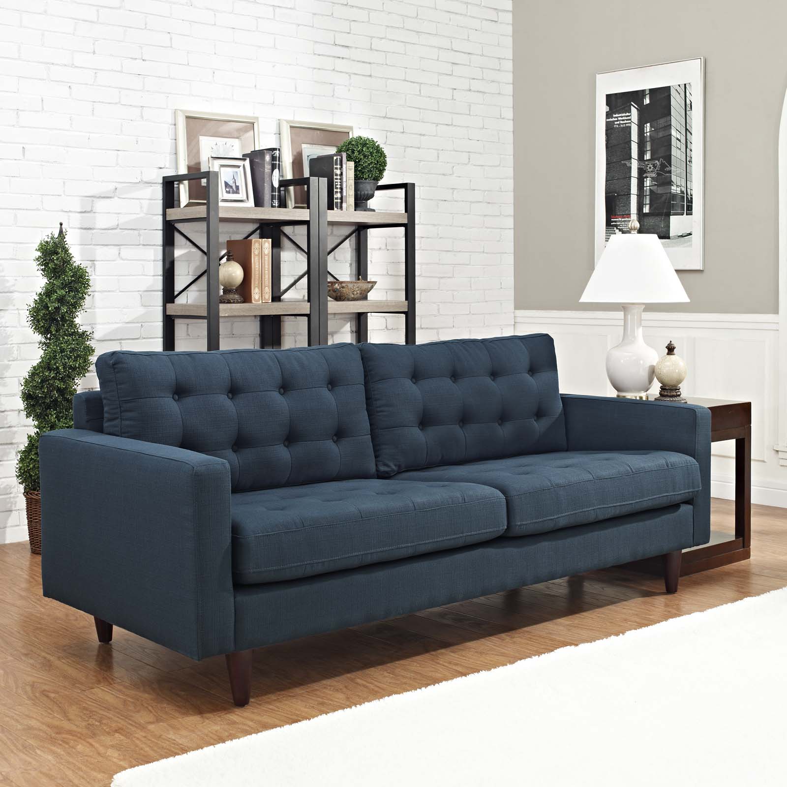 Modway Sofas & Couches - Empress Upholstered Fabric Sofa Azure