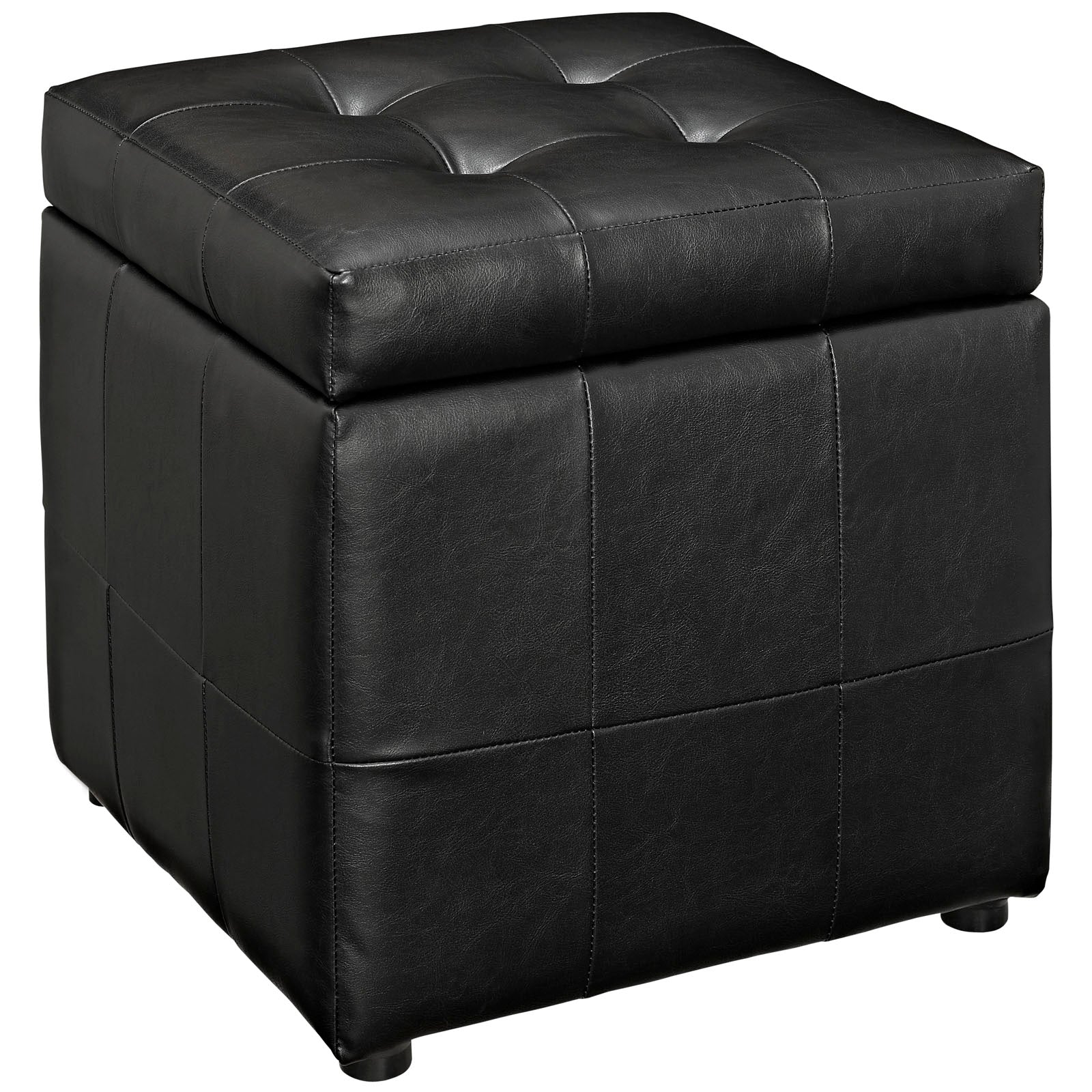 Modway Ottomans & Stools - Volt Storage Upholstered Vinyl Ottoman Black
