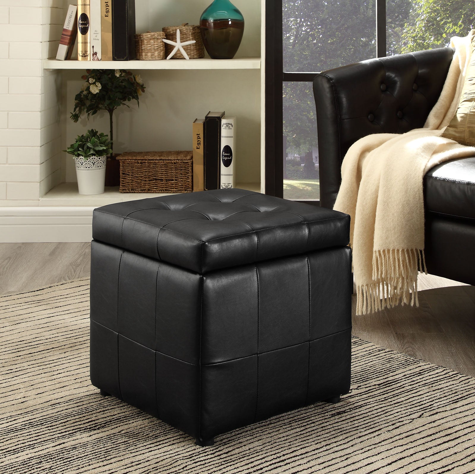 Modway Ottomans & Stools - Volt Storage Upholstered Vinyl Ottoman Black