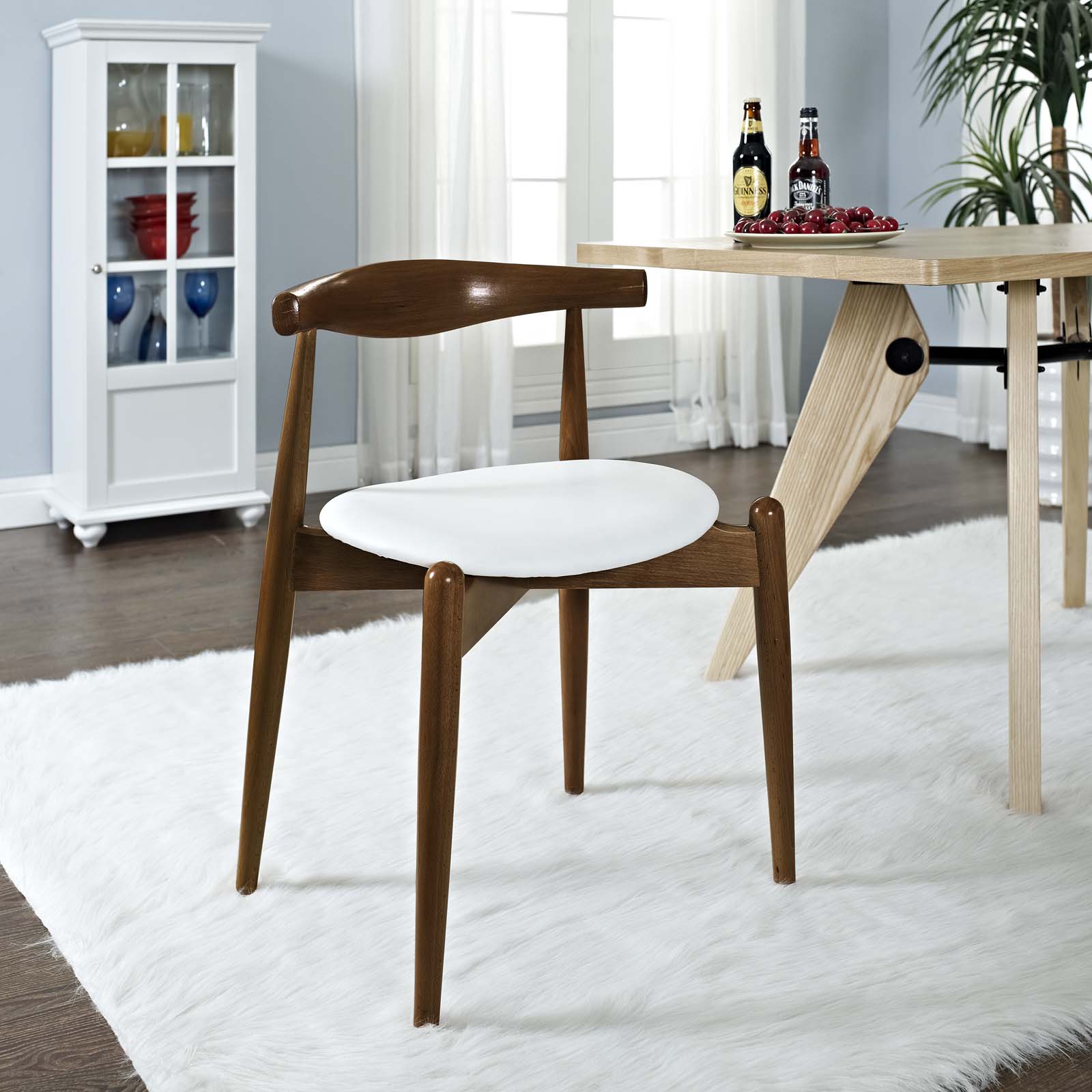 Modway Dining Chairs - Stalwart Dining Side Chair Dark Walnut White