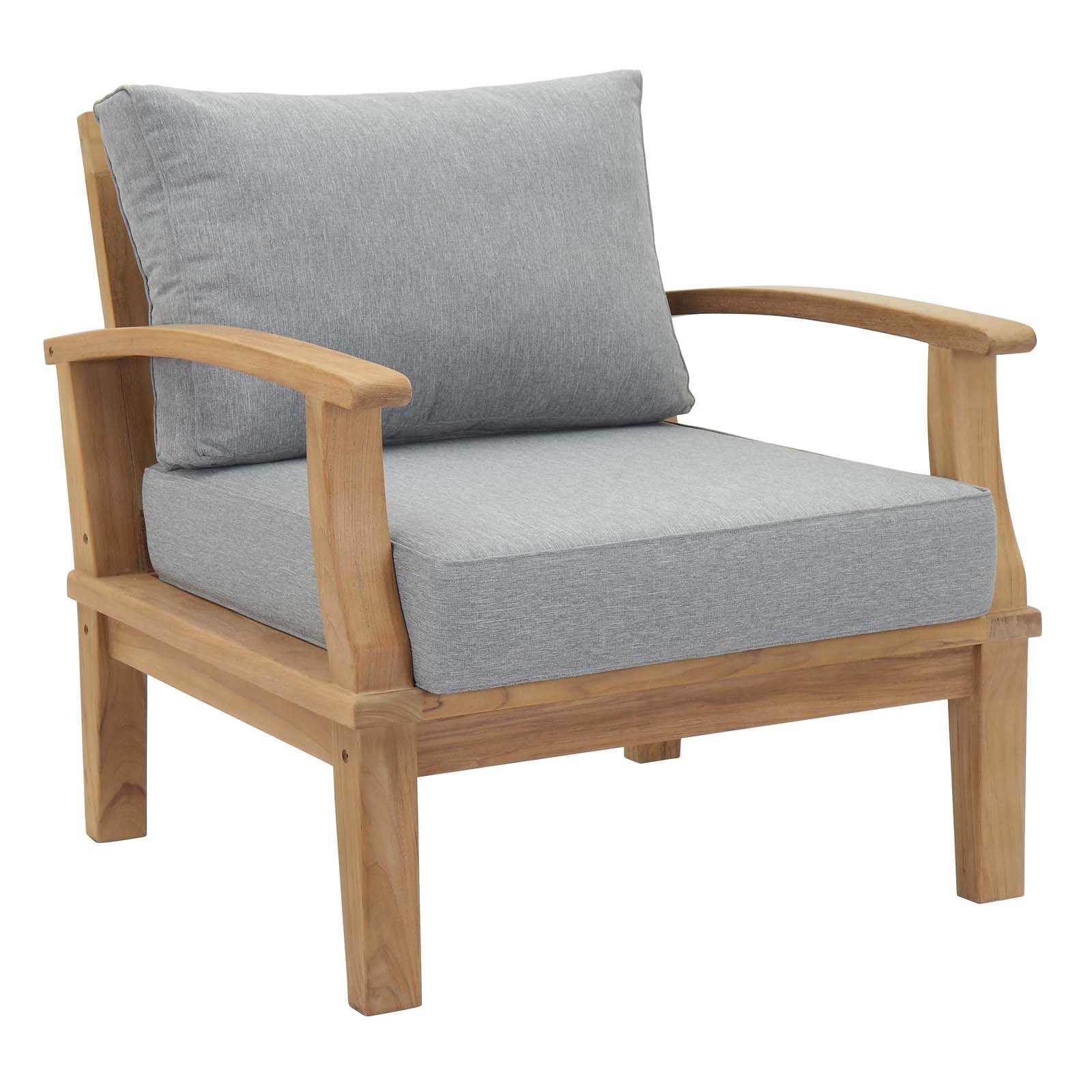 Modway Outdoor Chairs - Marina Outdoor Patio Teak Armchair Natural Gray