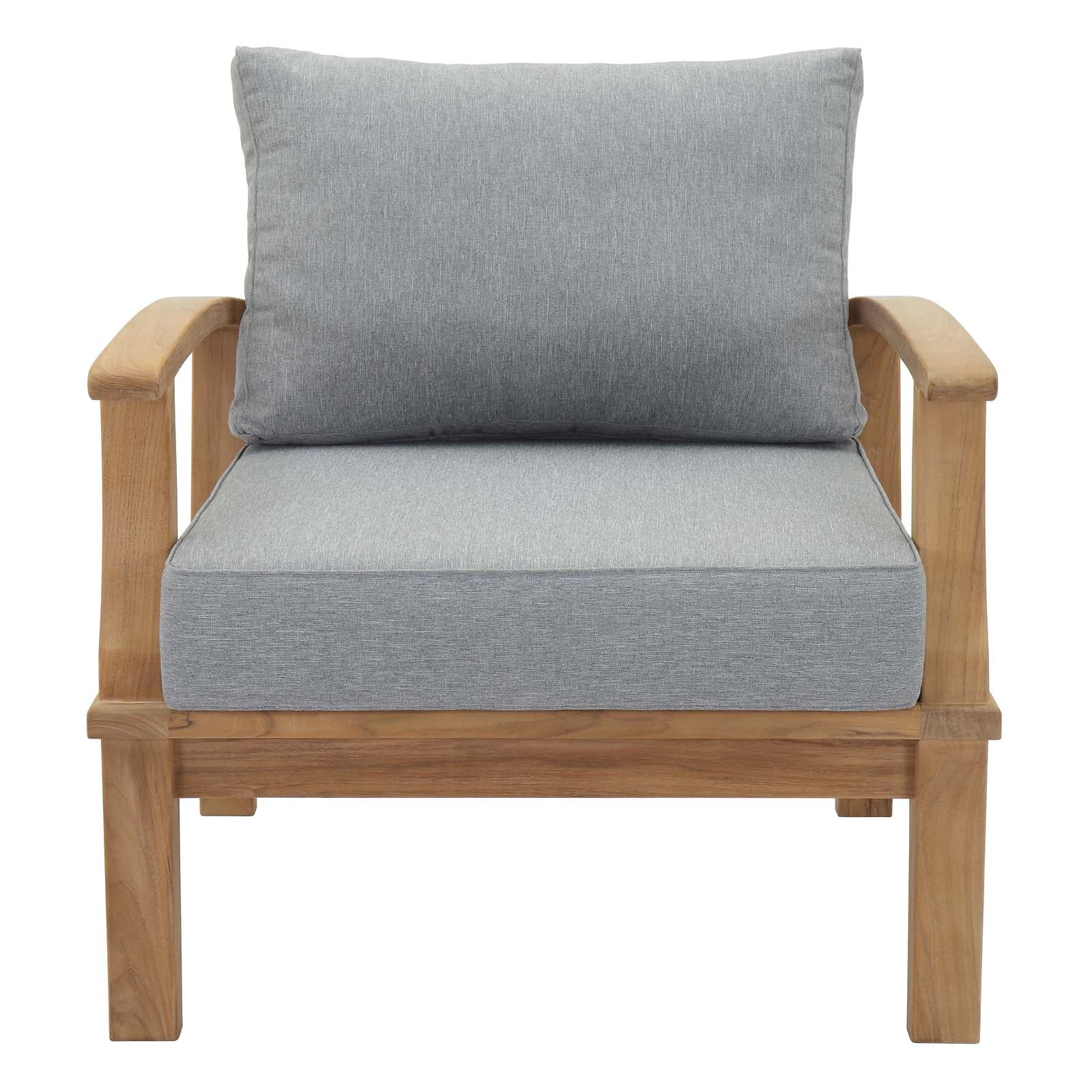 Modway Outdoor Chairs - Marina Outdoor Patio Teak Armchair Natural Gray