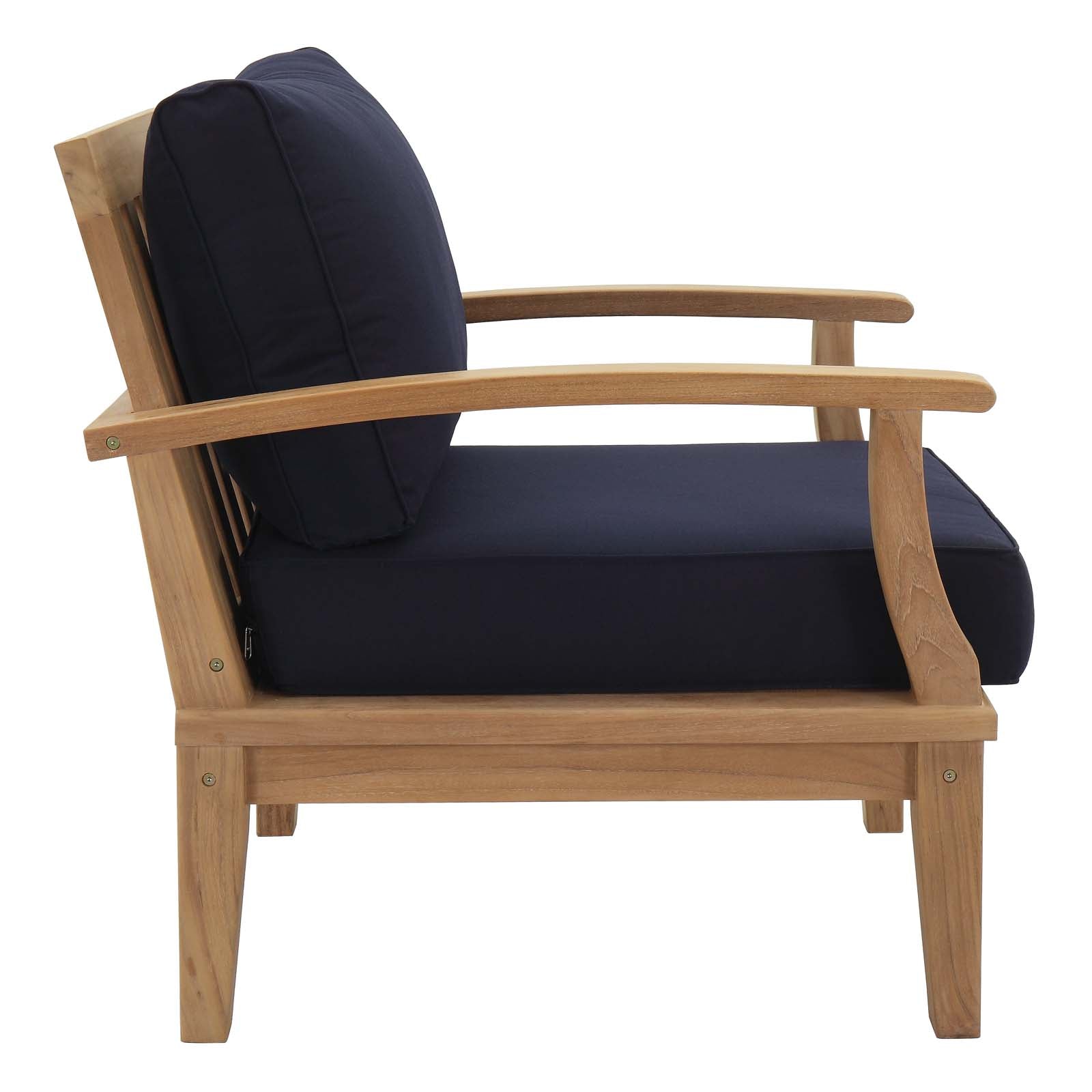 Modway Outdoor Chairs - Marina Outdoor Patio Teak Armchair Natural Navy