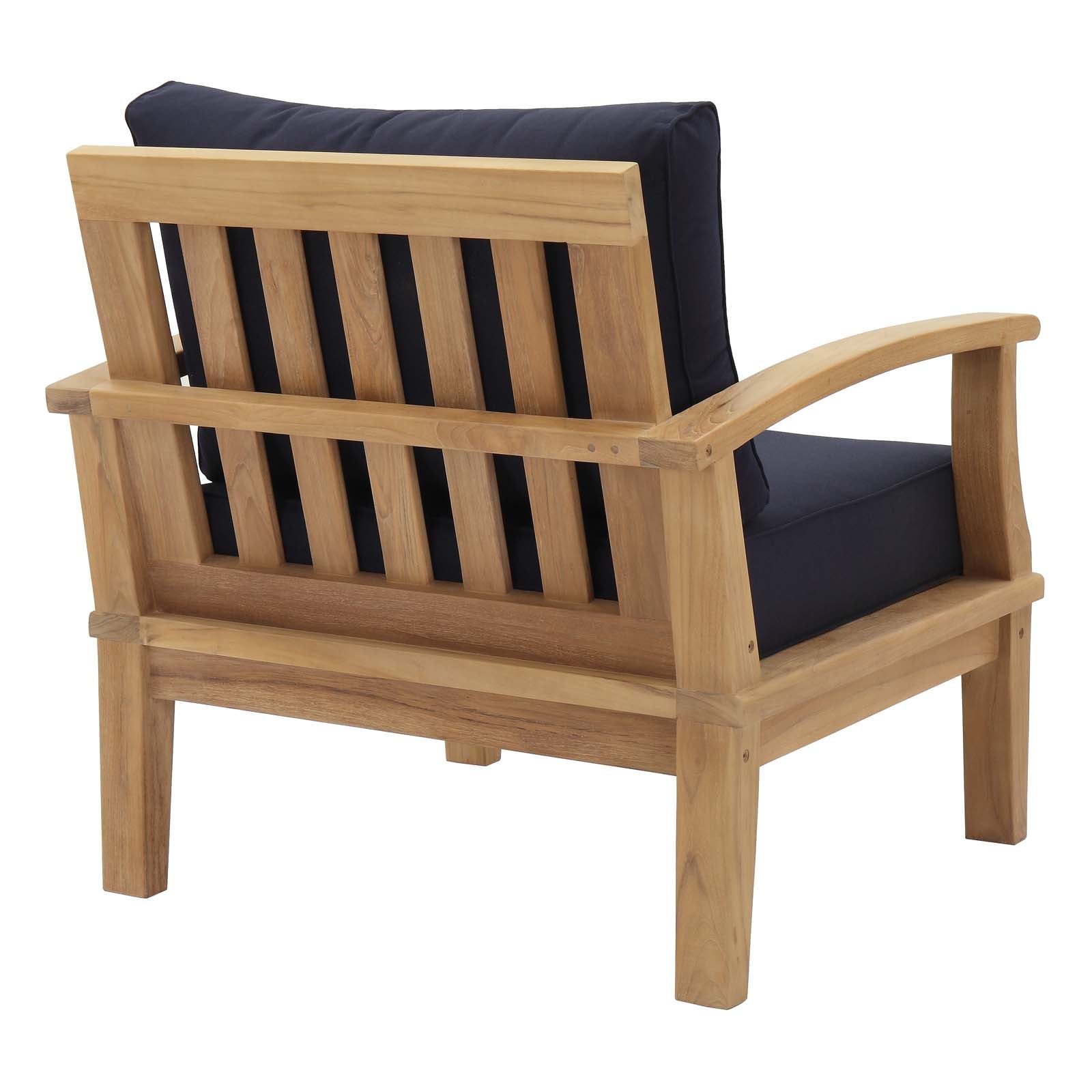 Modway Outdoor Chairs - Marina Outdoor Patio Teak Armchair Natural Navy