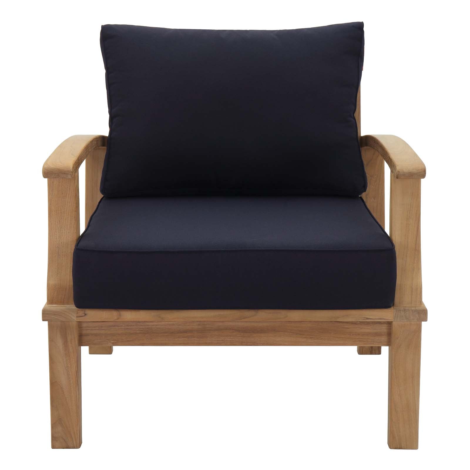 Modway Outdoor Chairs - Marina Outdoor Patio Teak Armchair Natural Navy