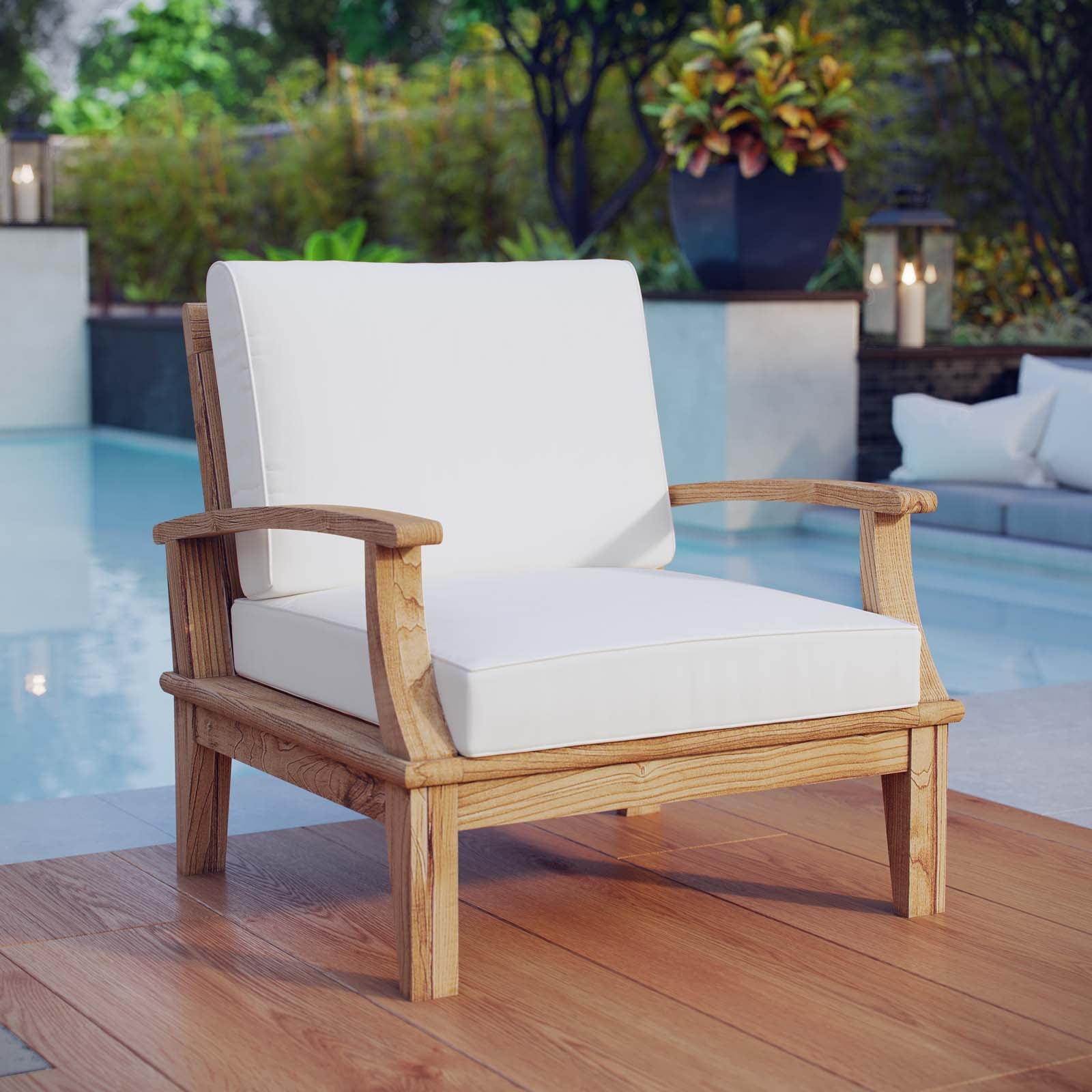 Modway Outdoor Chairs - Marina Outdoor Armchair White & Natural