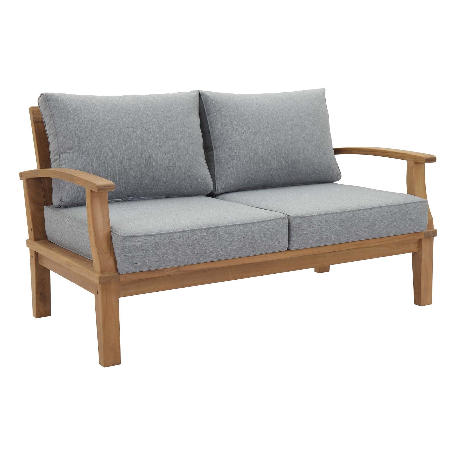 Modway Outdoor Sofas - Marina Outdoor Patio Teak Loveseat Natural Gray