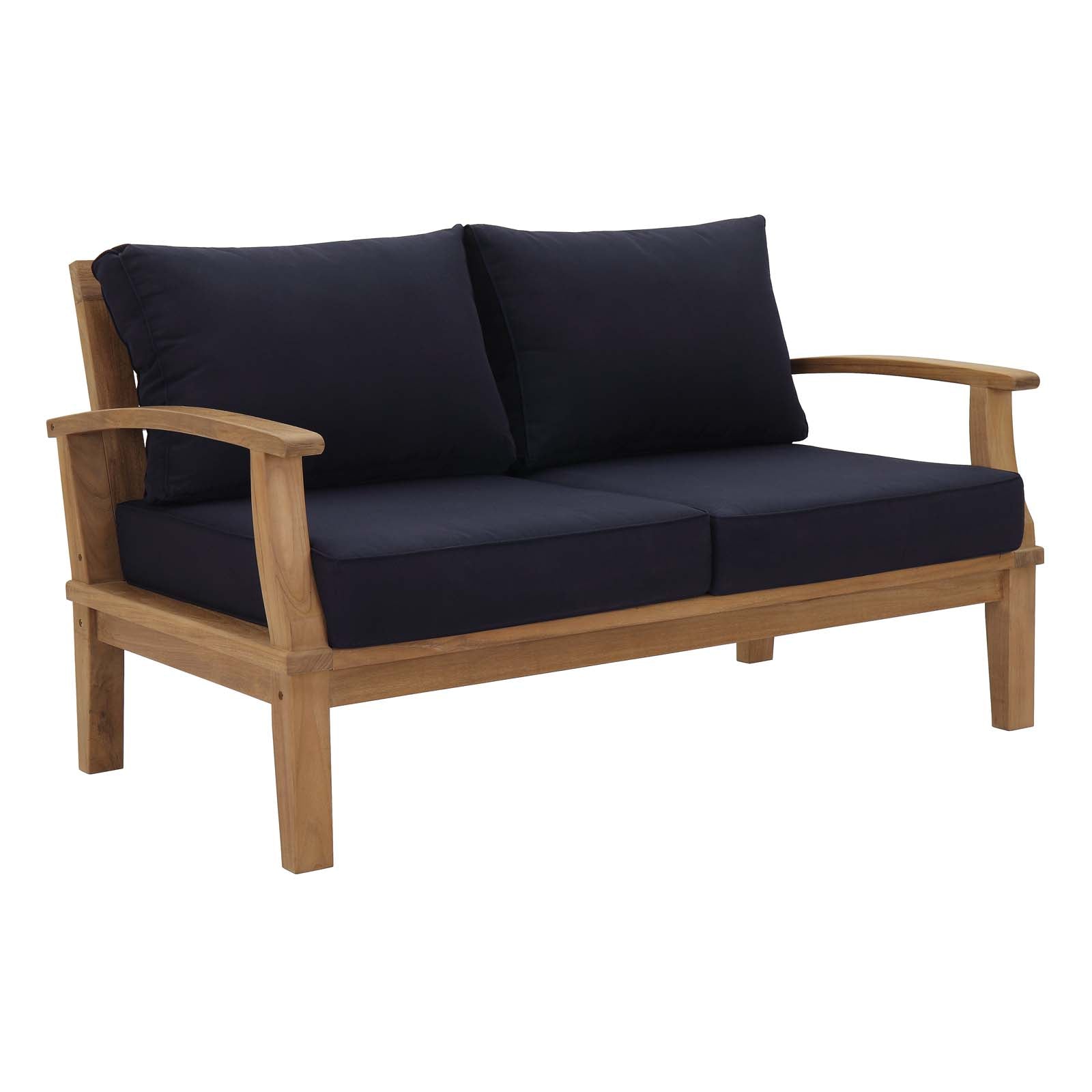 Modway Outdoor Sofas - Marina Outdoor Patio Teak Loveseat Natural Navy