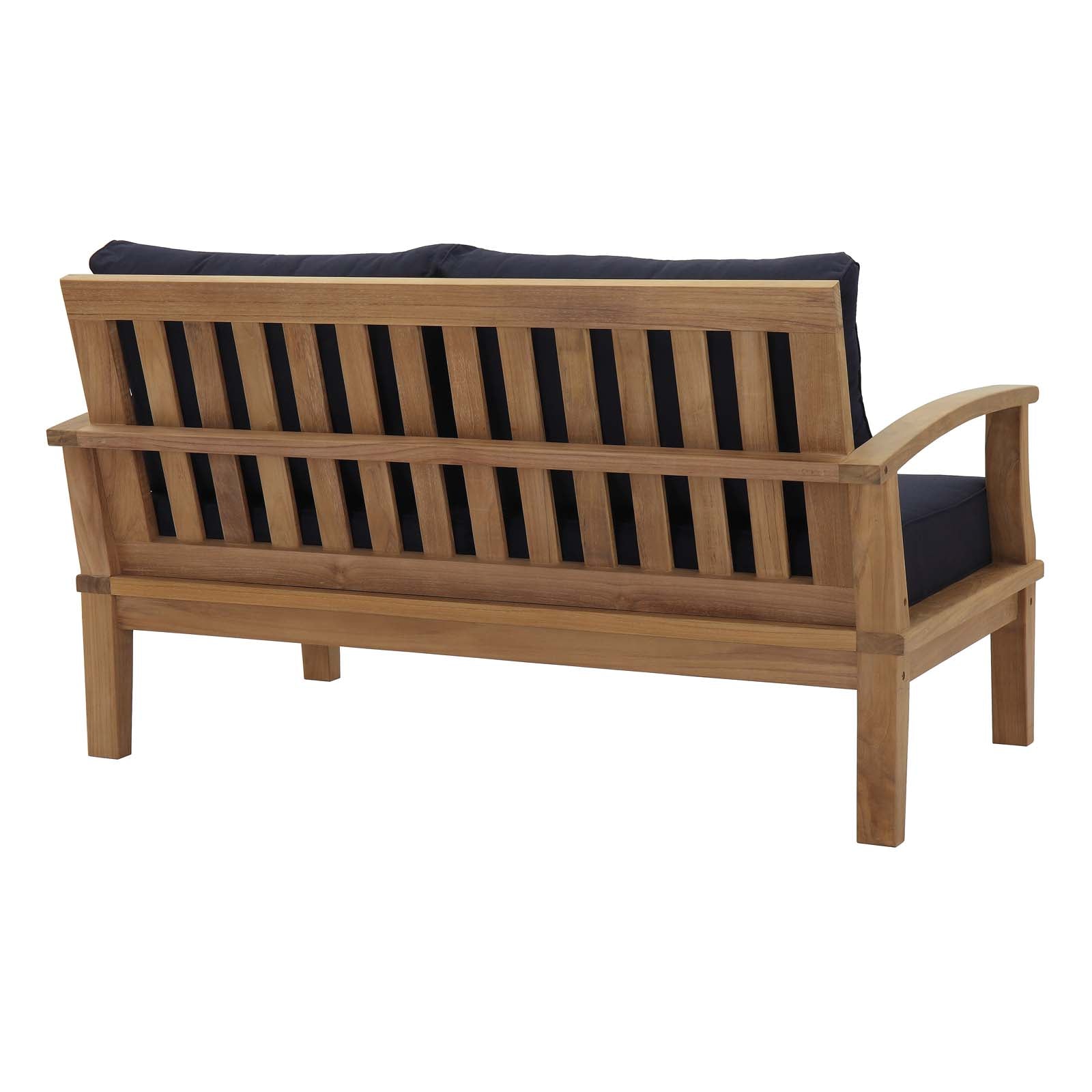 Modway Outdoor Sofas - Marina Outdoor Patio Teak Loveseat Natural Navy