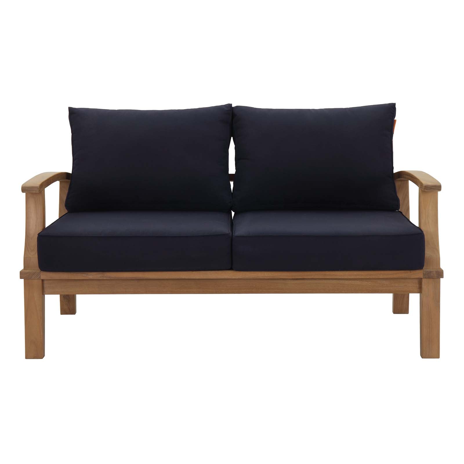 Modway Outdoor Sofas - Marina Outdoor Patio Teak Loveseat Natural Navy