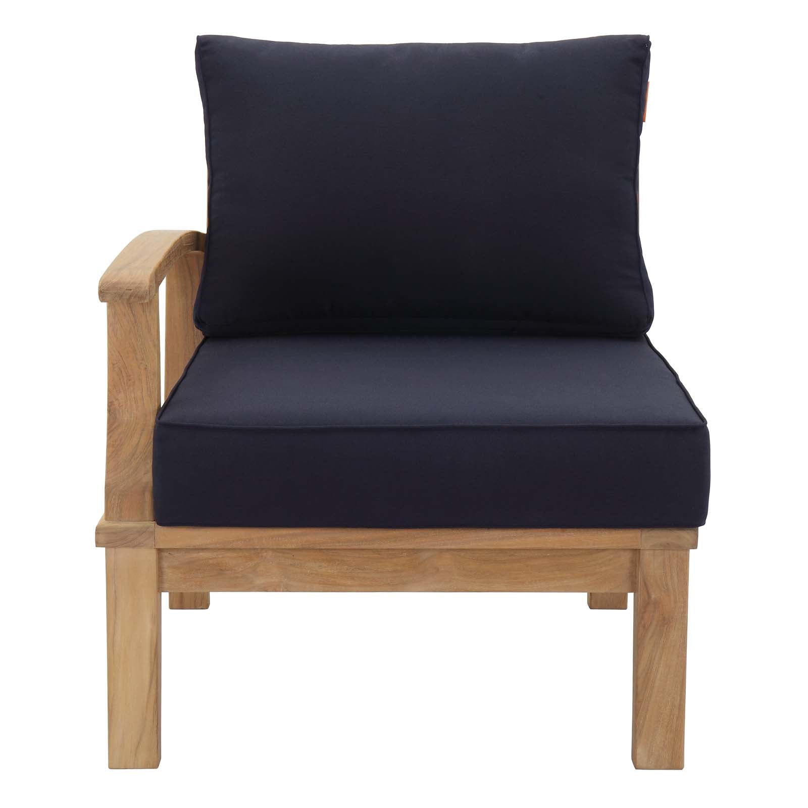 Modway Outdoor Sofas - Marina Outdoor Patio Teak Left-Facing Sofa Natural Navy