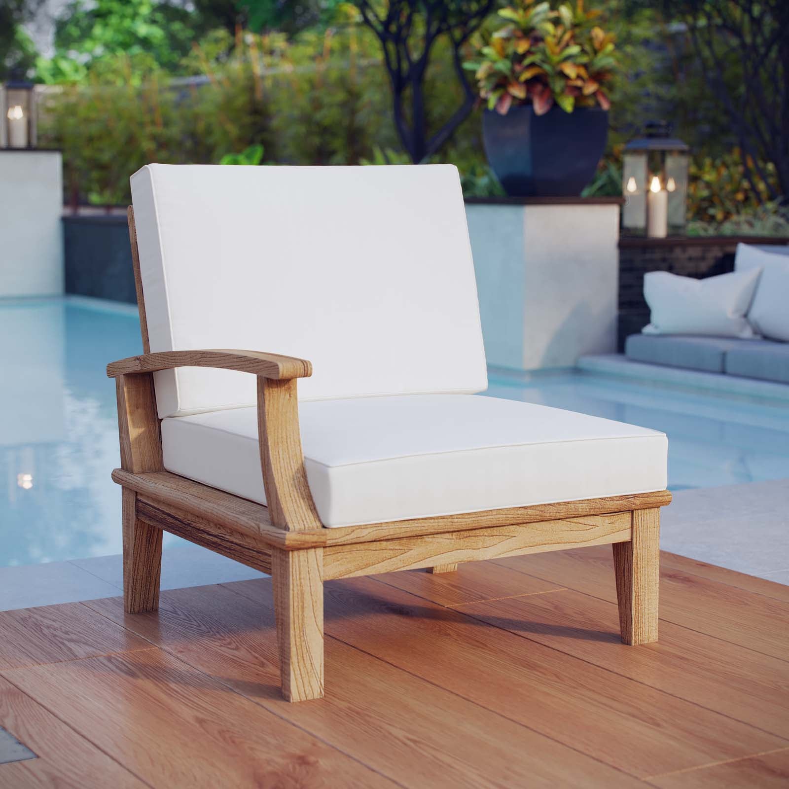 Modway Outdoor Sofas - Marina Outdoor Left-Facing Sofa White & Natural