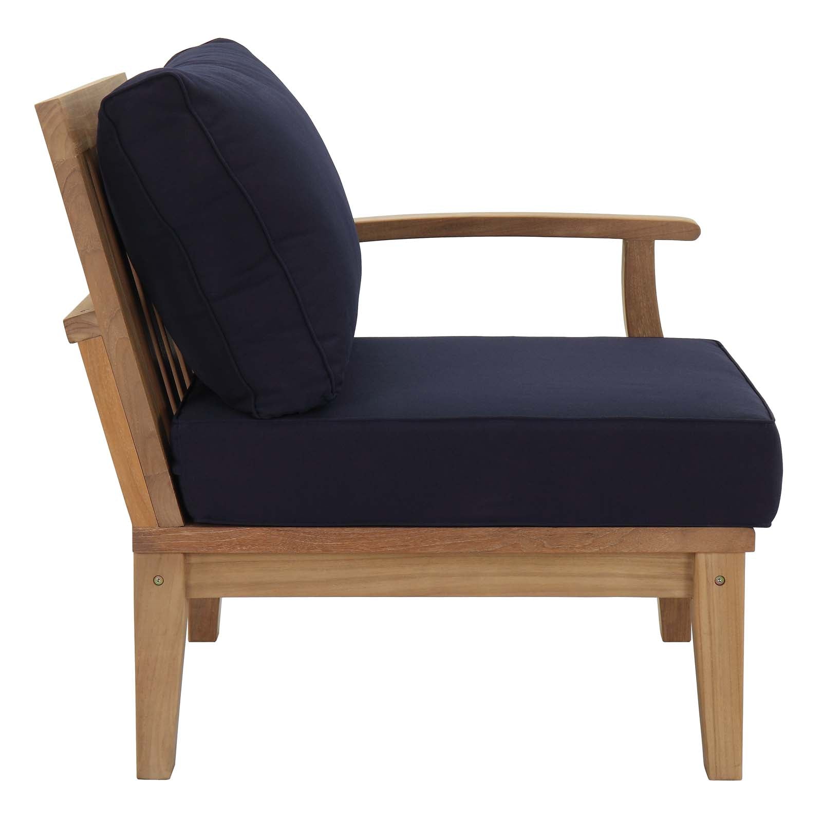 Modway Outdoor Chairs - Marina Outdoor Patio Teak Right-Facing Sofa Natural Navy