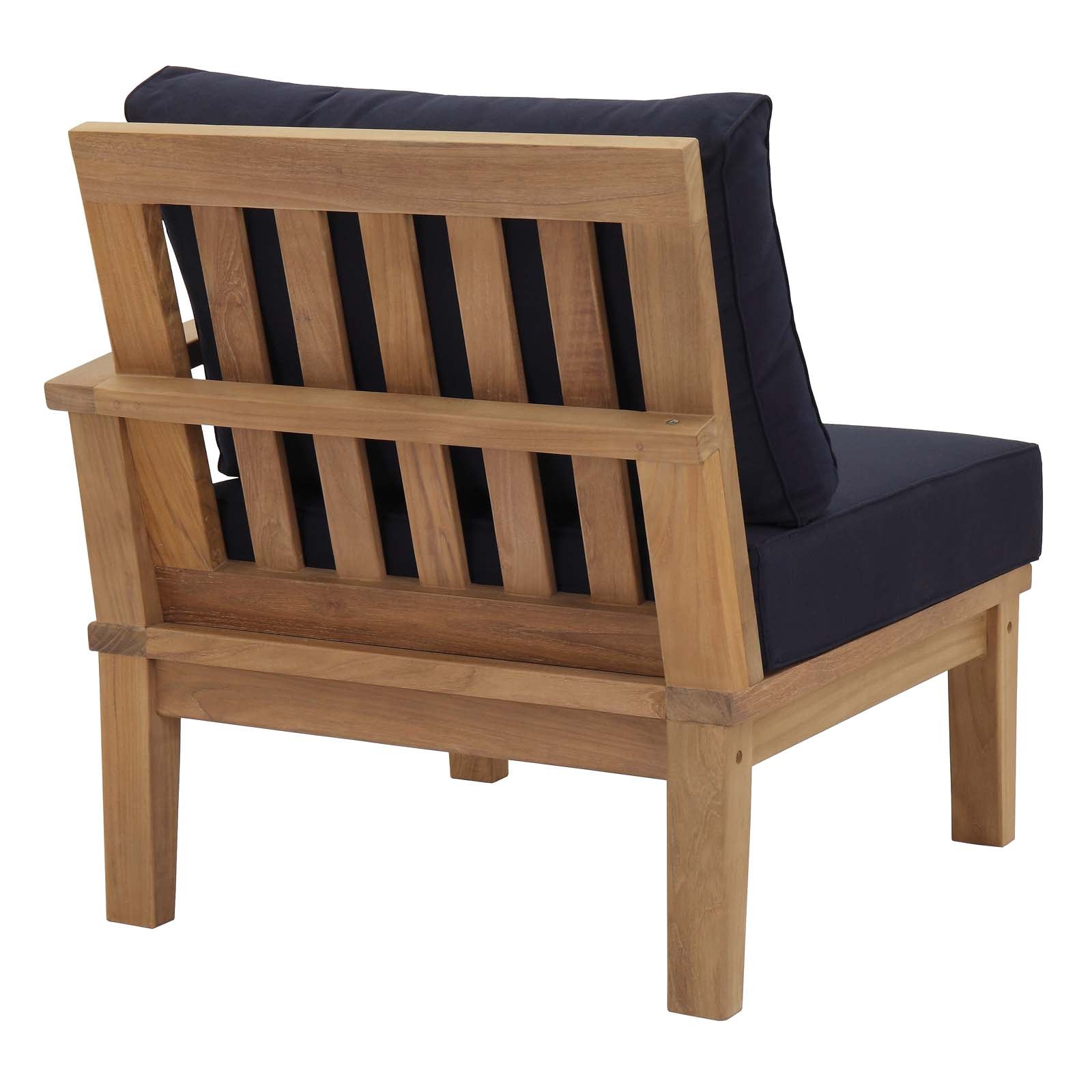 Modway Outdoor Chairs - Marina Outdoor Patio Teak Right-Facing Sofa Natural Navy