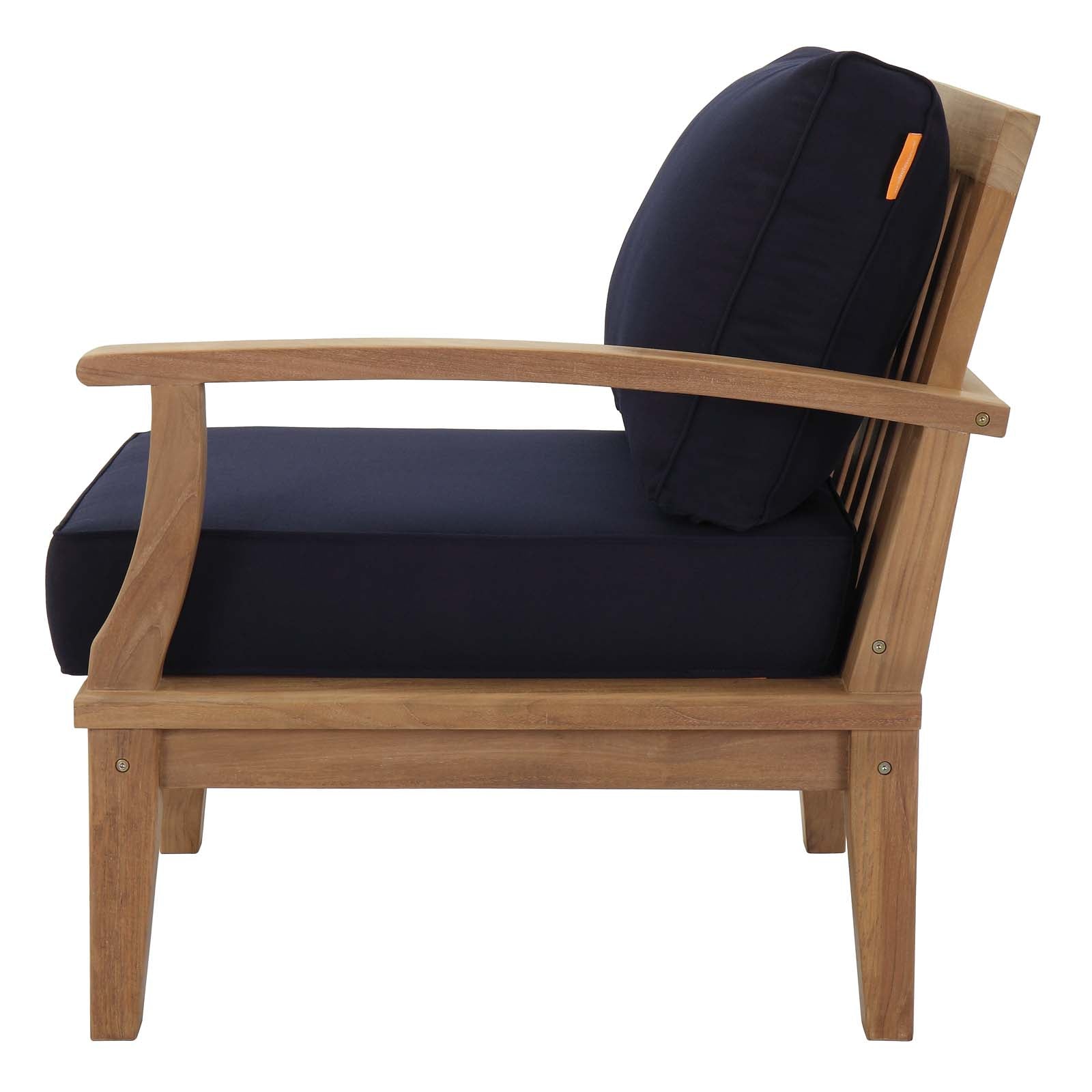 Modway Outdoor Chairs - Marina Outdoor Patio Teak Right-Facing Sofa Natural Navy