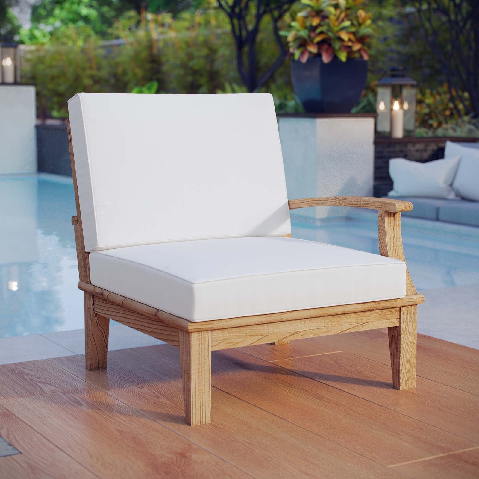 Modway Outdoor Sofas - Marina Outdoor Right-Facing Sofa White & Natural