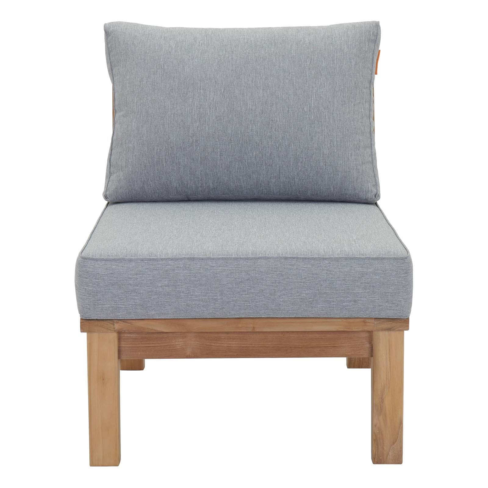 Modway Outdoor Chairs - Marina Armless Outdoor Patio Teak Sofa Natural Gray