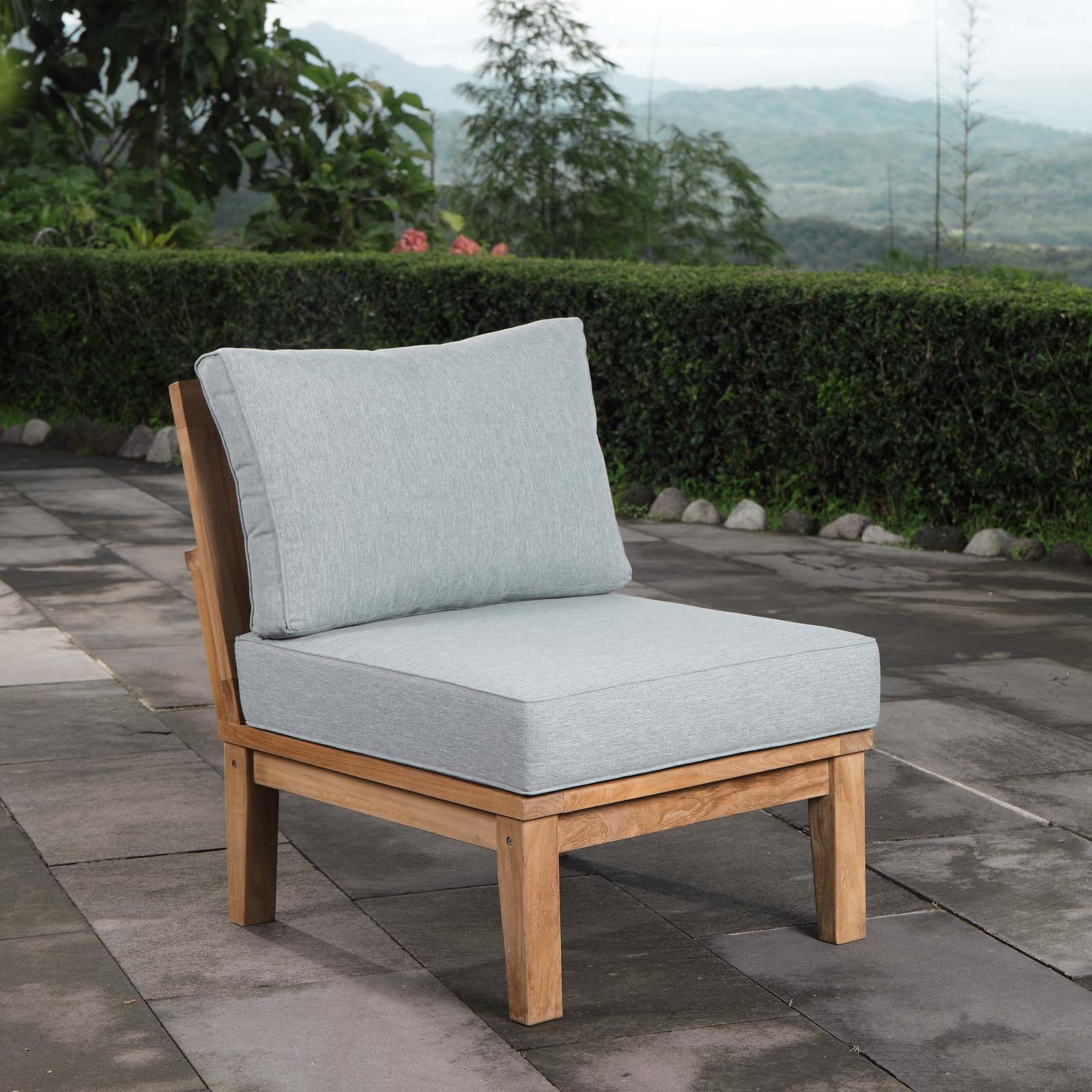 Modway Outdoor Chairs - Marina Armless Outdoor Patio Teak Sofa Natural Gray