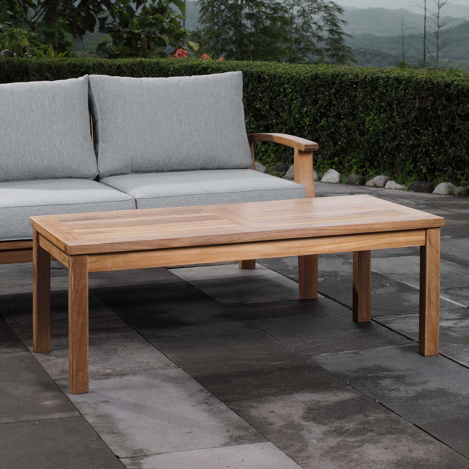Modway Outdoor Coffee Tables - Marina Rectangular Coffee Table Natural