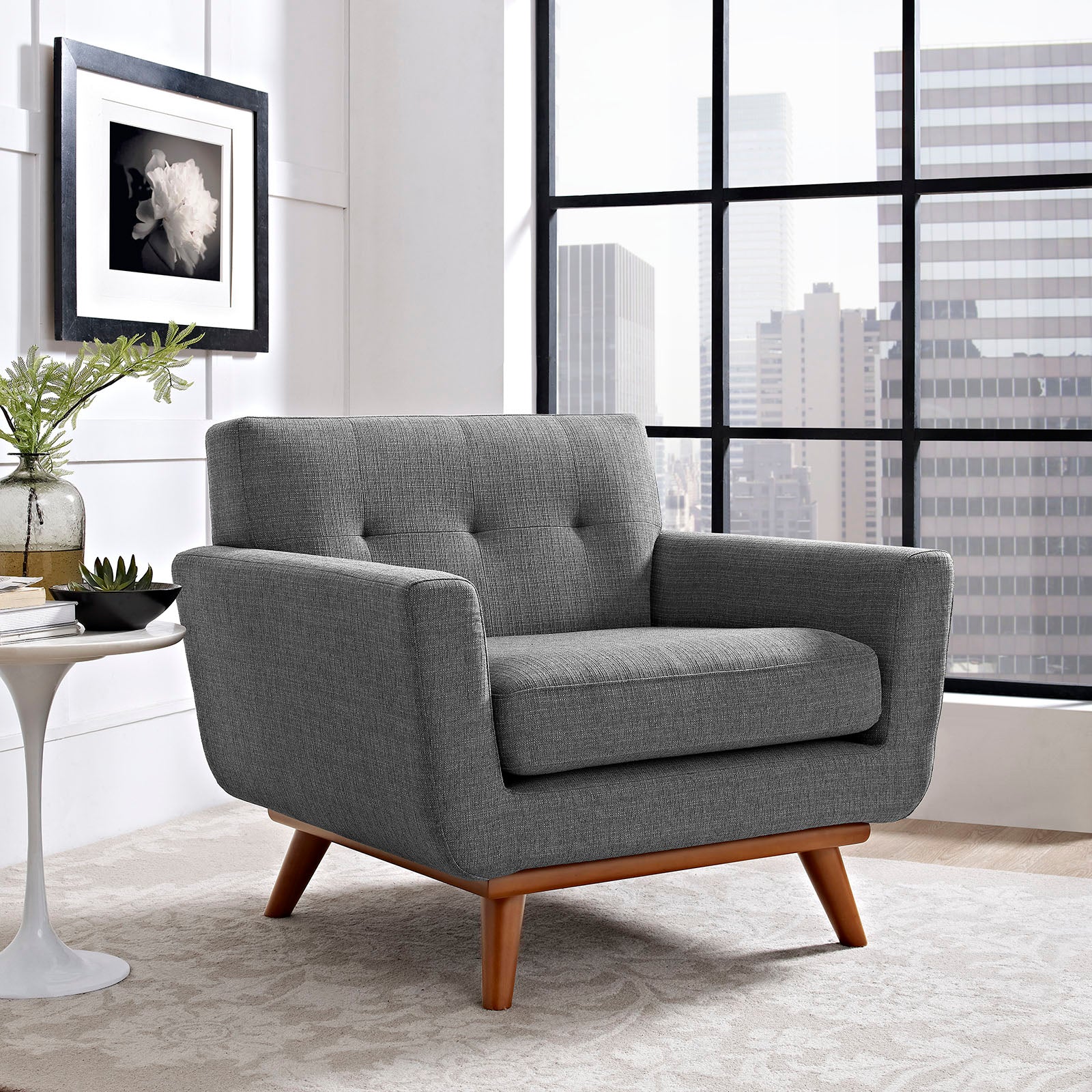 Modway Accent Chairs - Engage Upholstered Fabric Armchair Gray