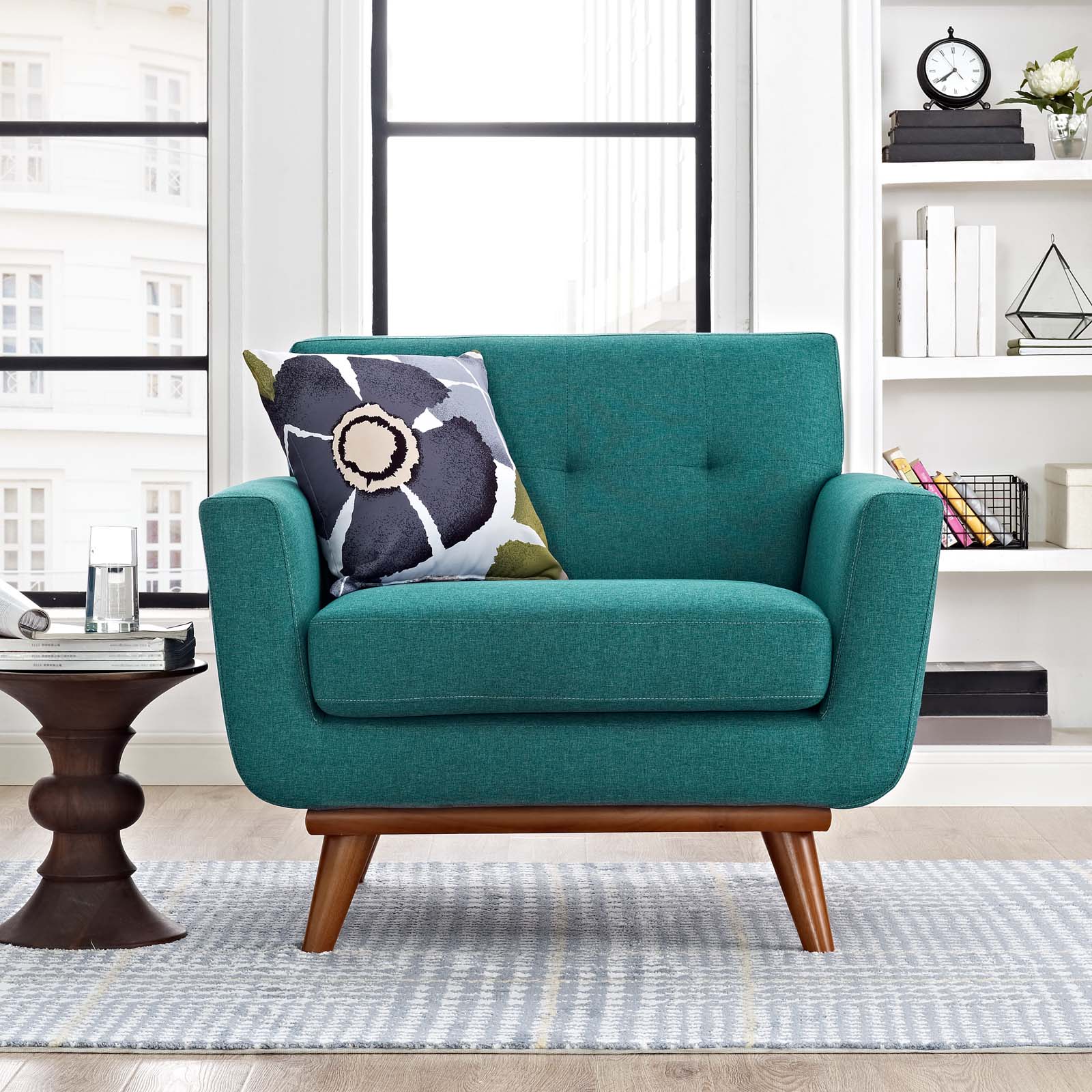 Modway Accent Chairs - Engage Upholstered Fabric Armchair Teal