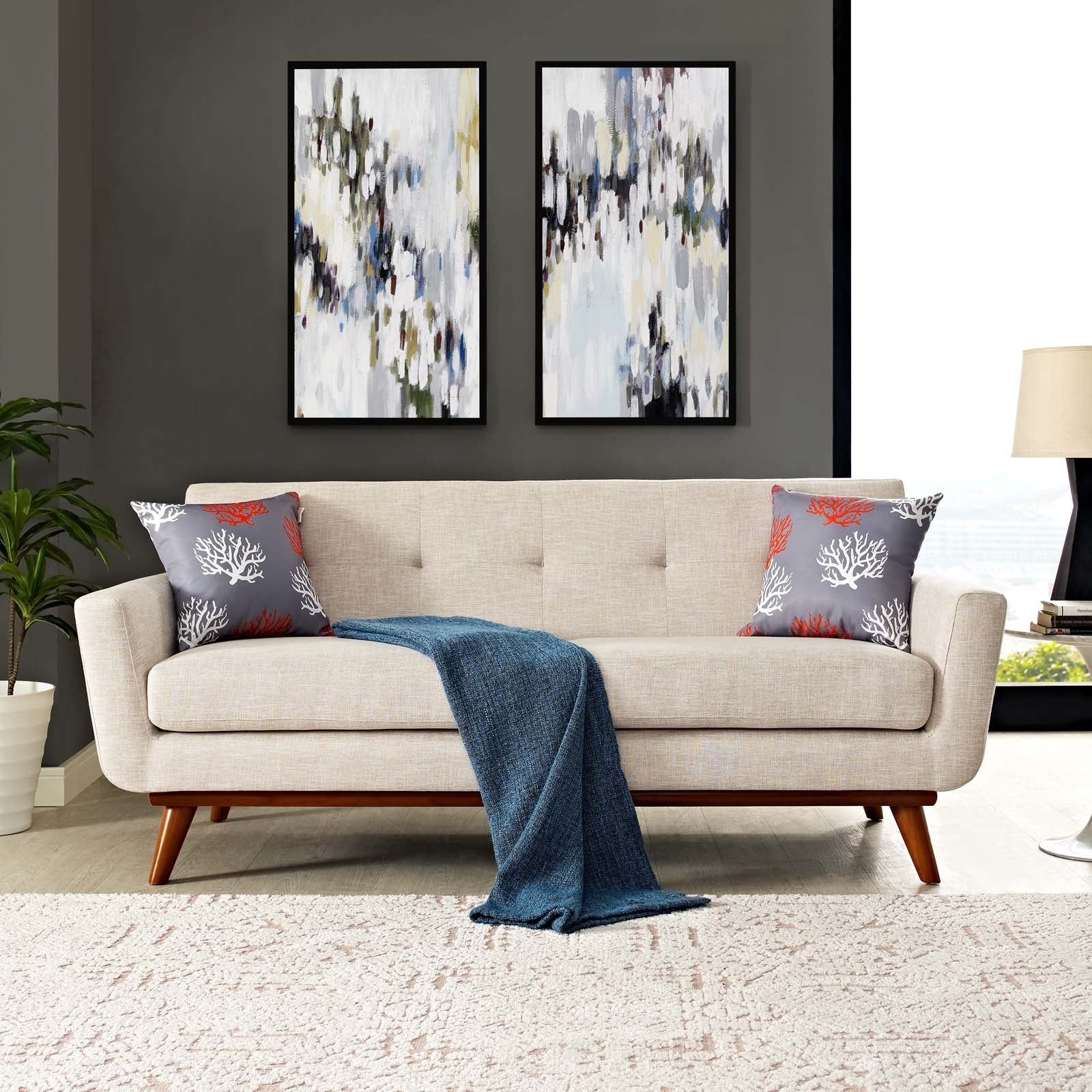 Modway Loveseats - Engage Fabric Loveseat Beige