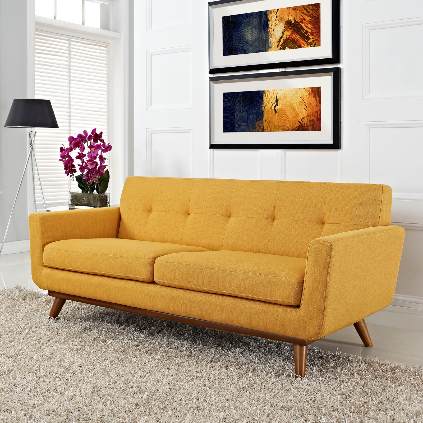 Modway Loveseats - Engage Upholstered Fabric Loveseat Citrus