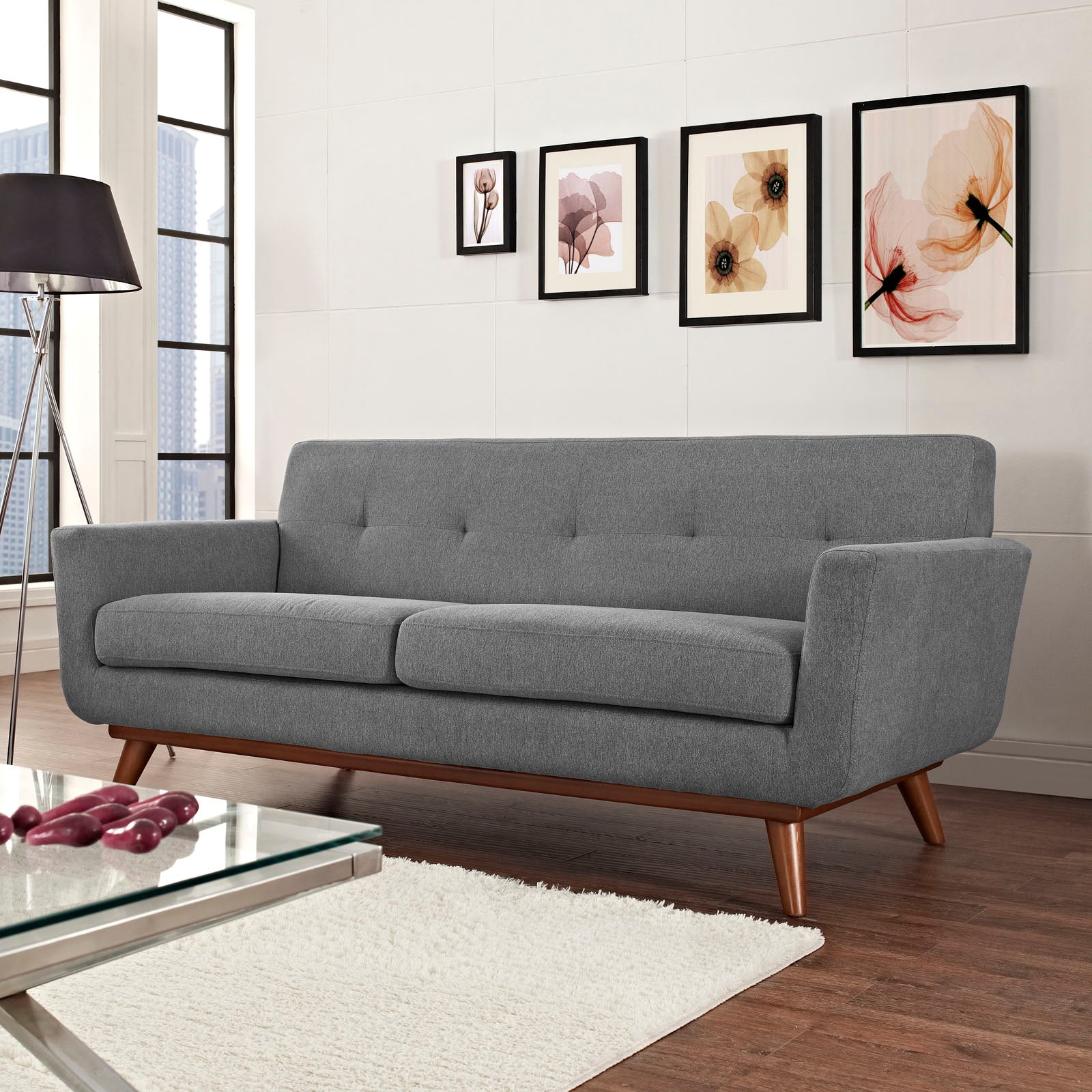 Modway Loveseats - Engage Upholstered Fabric Loveseat Expectation Gray