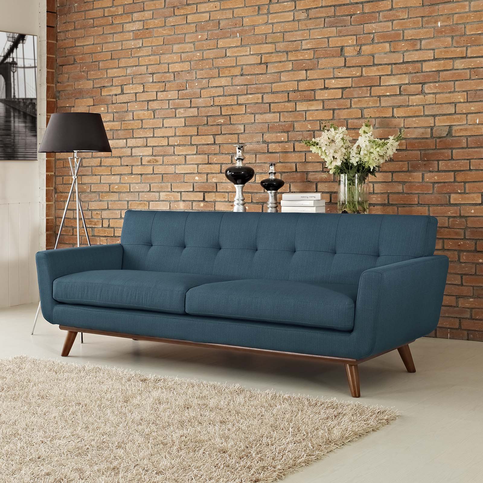 Modway Sofas & Couches - Engage Fabric Sofa Azure
