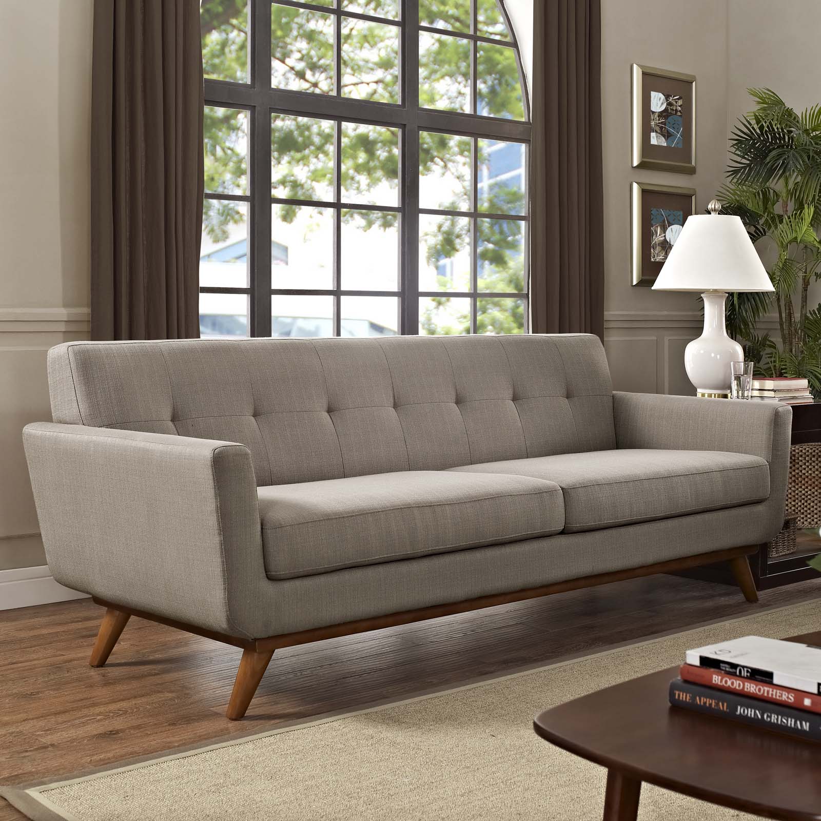 Modway Sofas & Couches - Engage Upholstered Fabric Sofa Granite