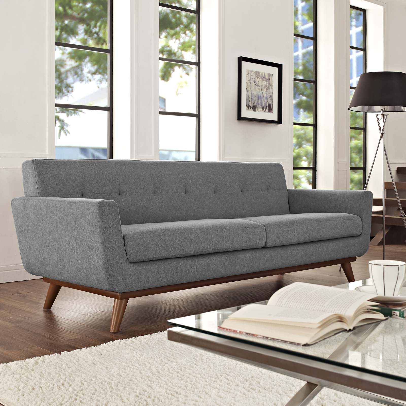 Modway Sofas & Couches - Engage Upholstered Fabric Sofa Expectation Gray