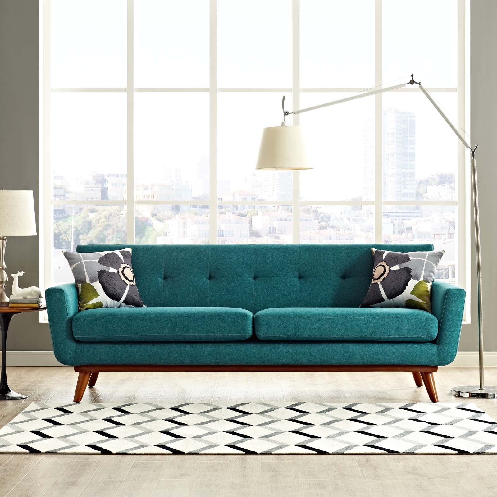 Modway Sofas & Couches - Engage Upholstered Fabric Sofa Teal